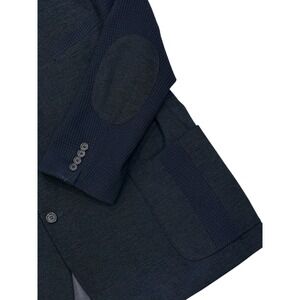 Blu Martini Mens Blazer  4XL Navy Blue Corduroy Waffle Collar Sleeves Patch